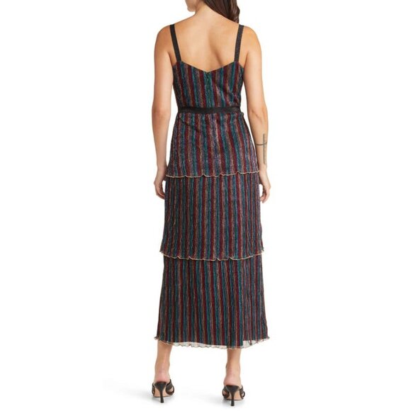 Saylor Aviva Dress in Rainbow Small New Womens Metallic Knit Midi - Picture 11 of 15